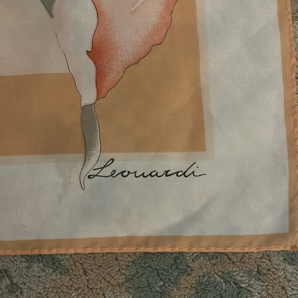 Vintage Leonardo scarf pink peach floral pattern - Picture 2 of 3